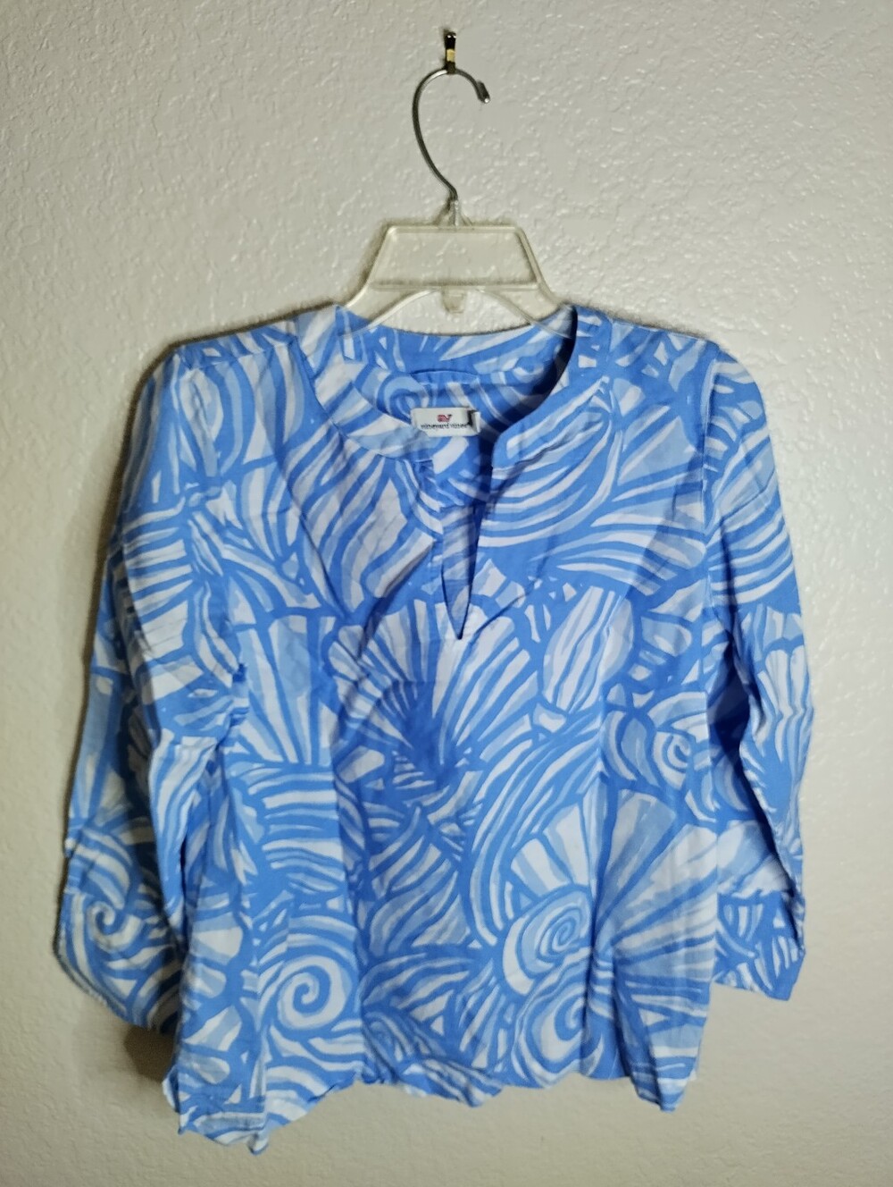 Vineyard Vines Nautilus Shell Print Linen Cotton Top Sz XS